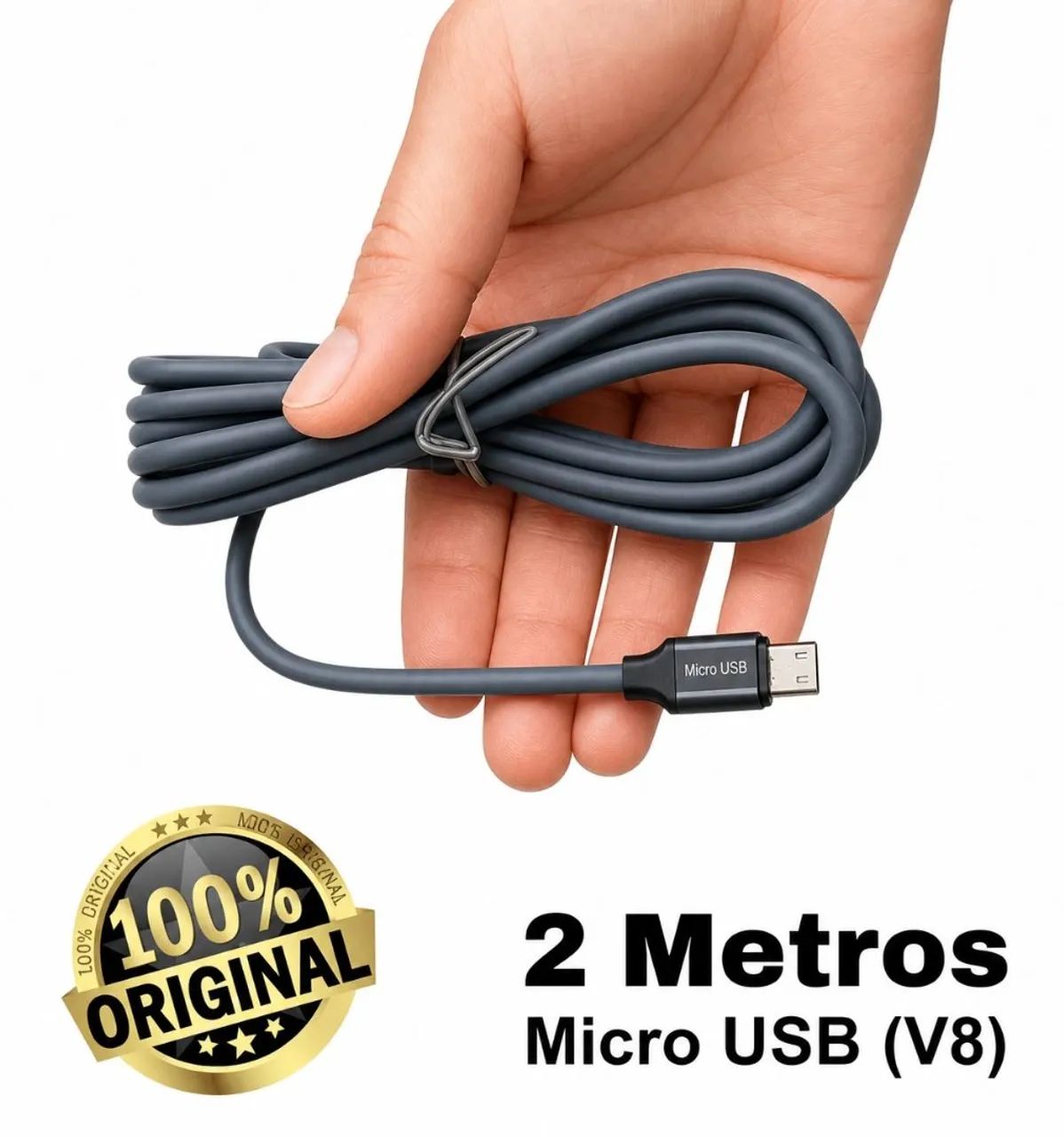 Cabo Micro USB V8 B-MAX Nylon 2M Carga Rápida Celular BM8622 - Foto 2