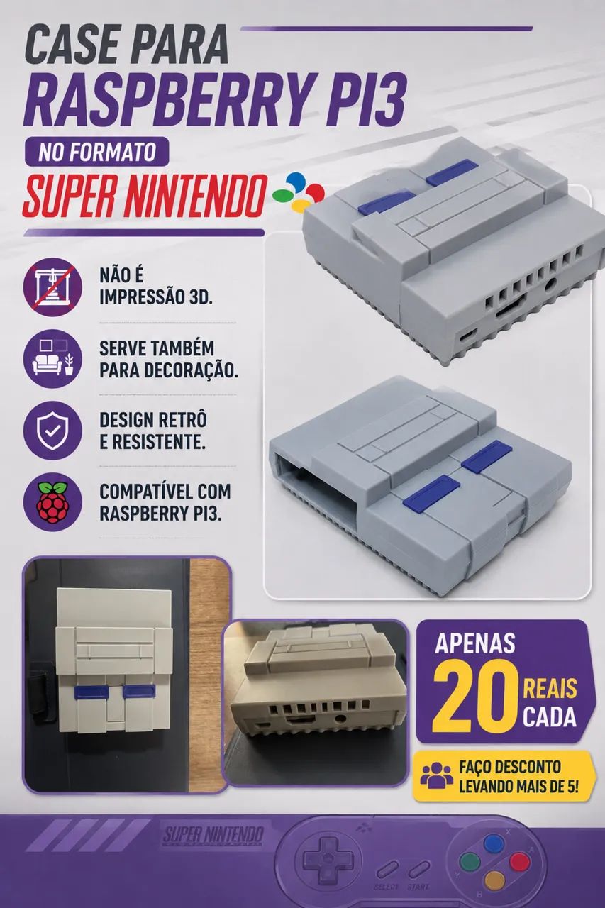 Super Nintendo - Case para Raspberry Pi