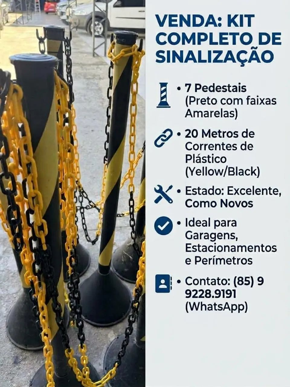 Pedestais com corrente de plástico 