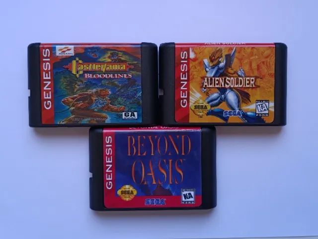 Kit Mega Drive: Cartucho Alien Soldier + Cartucho Castlevania Bloodlines + Jogo Beyond Oas