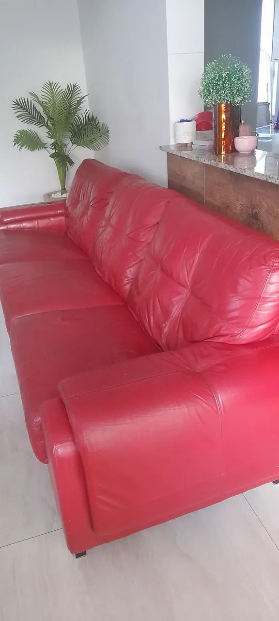 SOFA DE COURO LEGITIMO DE 5 LUGARES - Foto 3