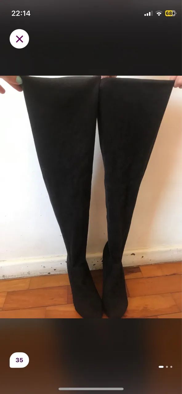 Bota preta over knee