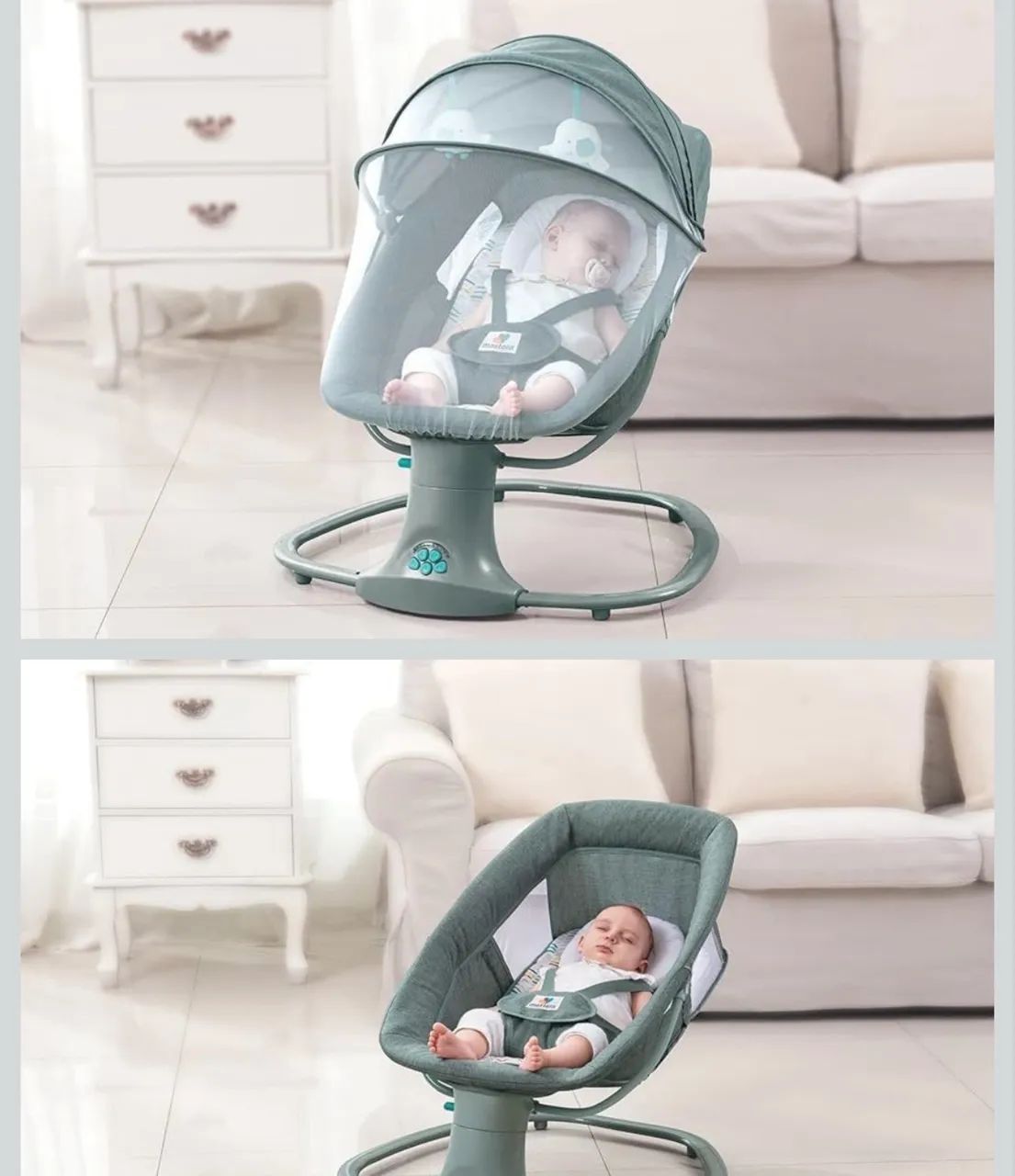 Cadeira De Balanço Para Bebê Automática Techno Mastela Com Bluetooth Cinza - Foto 2