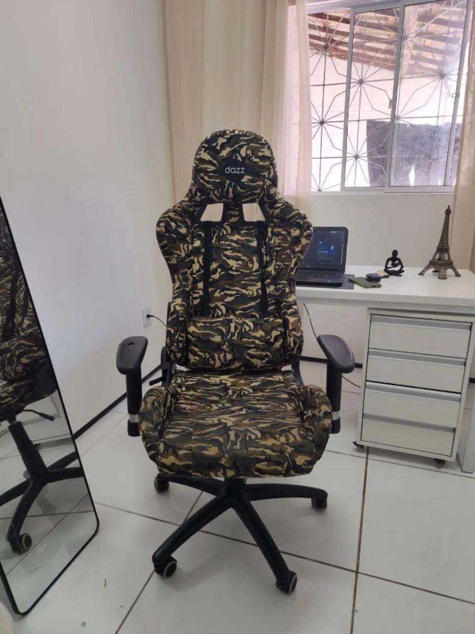 Cadeira Gamer camuflada com almofada de cabeça e lombar - Foto 3