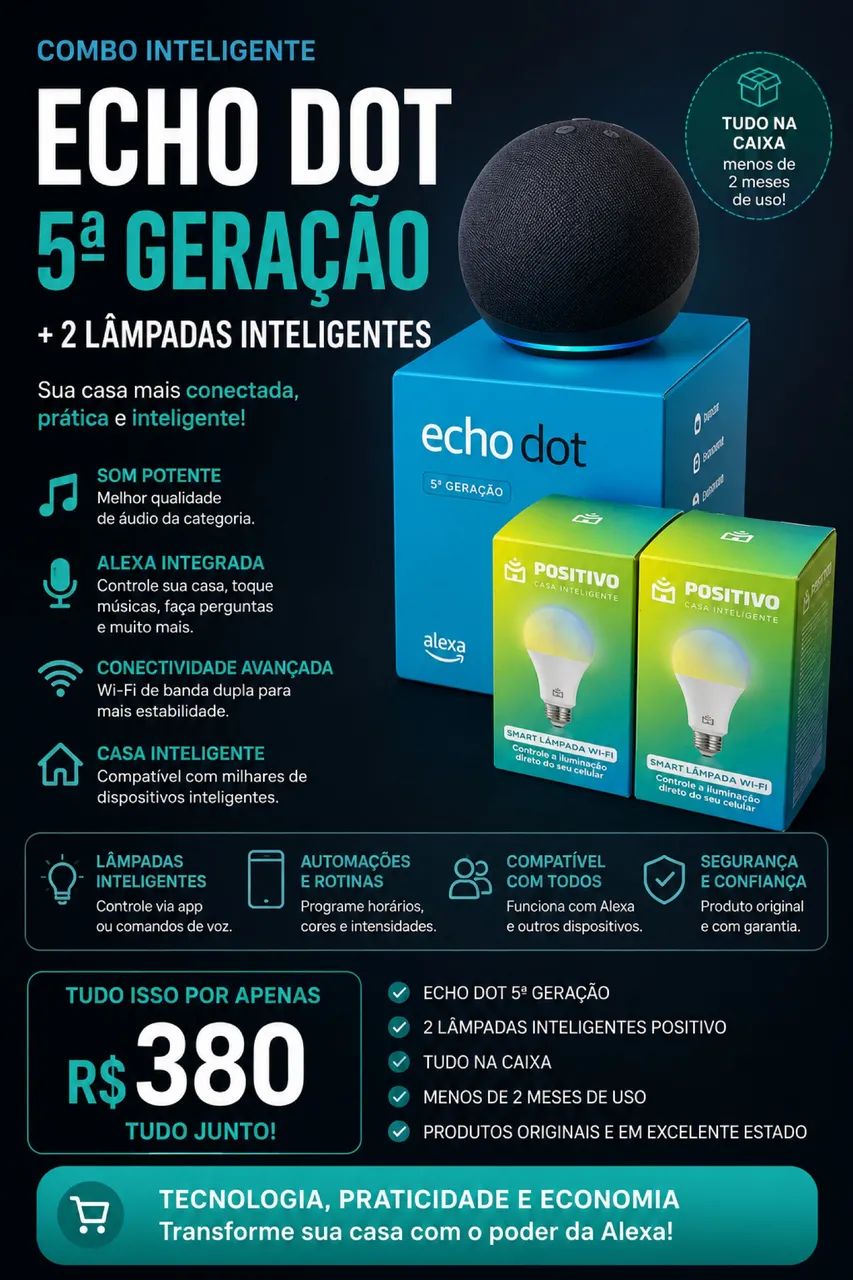 Alexa dot 5 geração com lâmpadas 