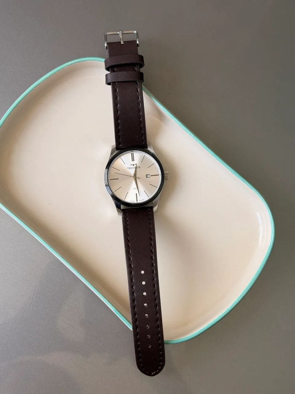 Relógio technos pulseira em couro 