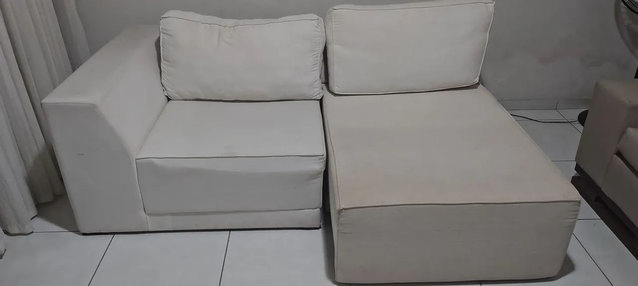 Sofá confortáve e elegante retrátil com tecido de linho cru.  - Foto 4