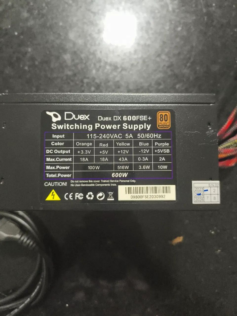 Fonte Duex 600W 80 Plus Bronze Liberado para o desapego- Funcionando Perfeitamente