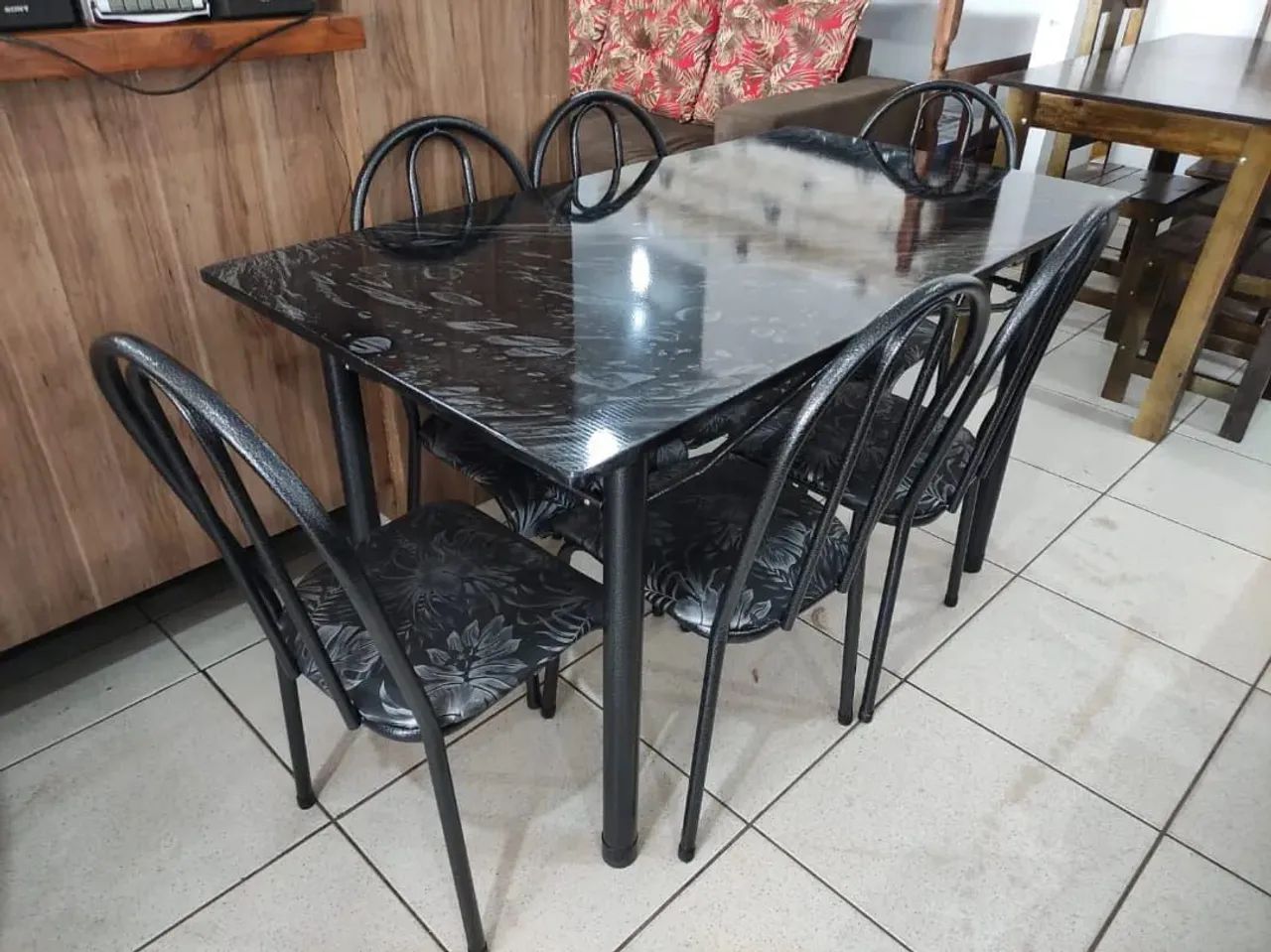 Mesa ardósia 6 cadeiras nova  - Foto 4