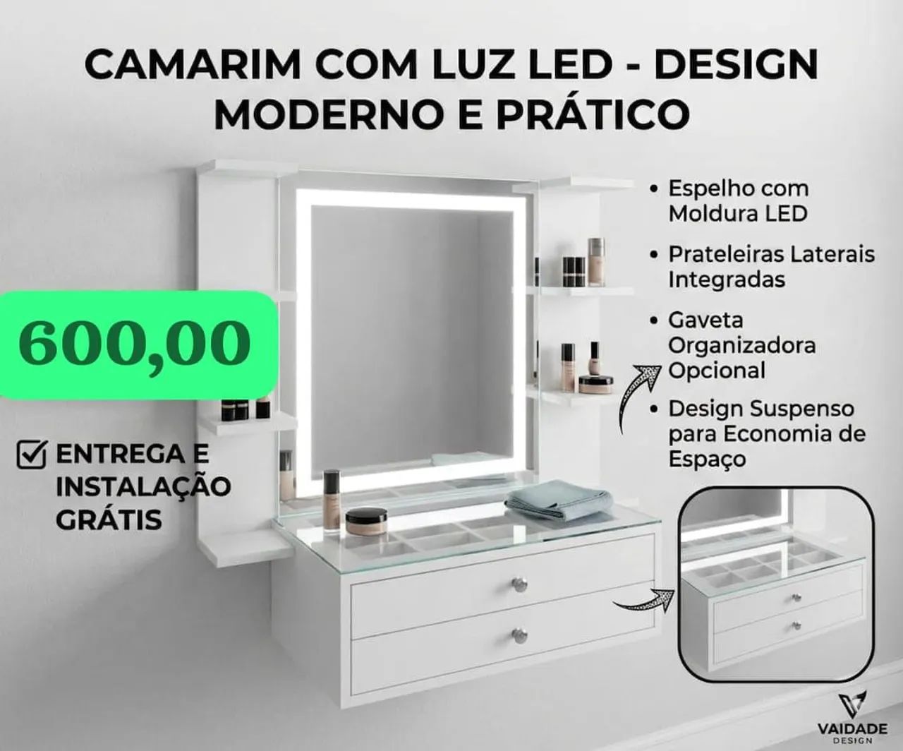 Camarim com Led  100% MDF Promoção  - Foto 2