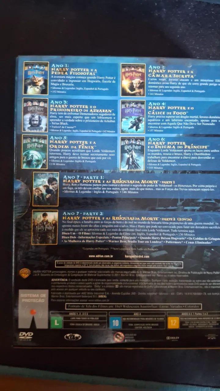 Coleção 8 filmes Harry Potter em DVD