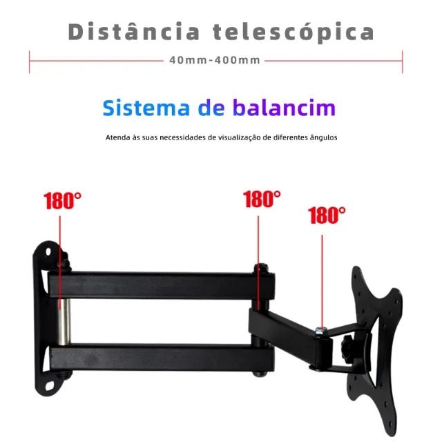 Suporte Articulado de Parede para Tv e Monitor 14-55 Polegadas Max 30Kg - Foto 5