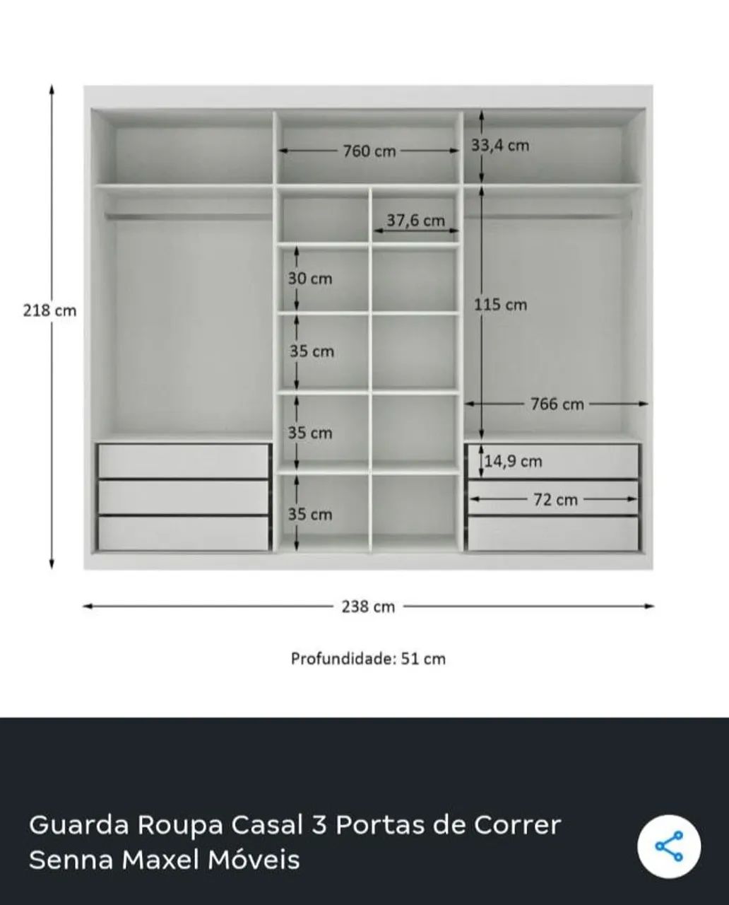 Guarda roupa de casal branco - Foto 2