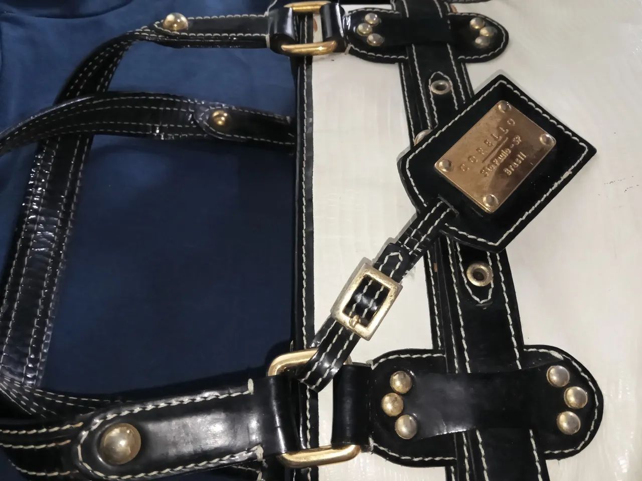 Bolsa vintage Corello preta e branca - Foto 5