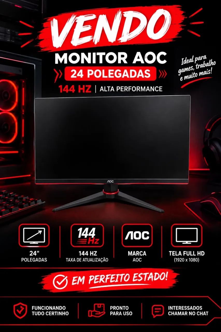 VENDO PC GAMER + MONITOR AOC 24 POLEGADAS 144Hz - Foto 2
