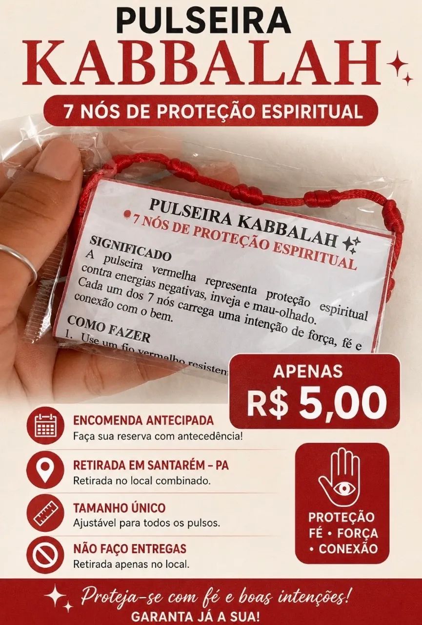 Pulseira simples 7 nós Kabbalah (use com fé)