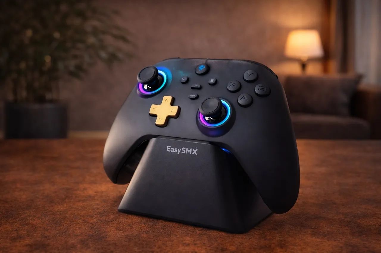 Controle EasySMX D05 Sem Fio - Hall Effect + Dock + RGB