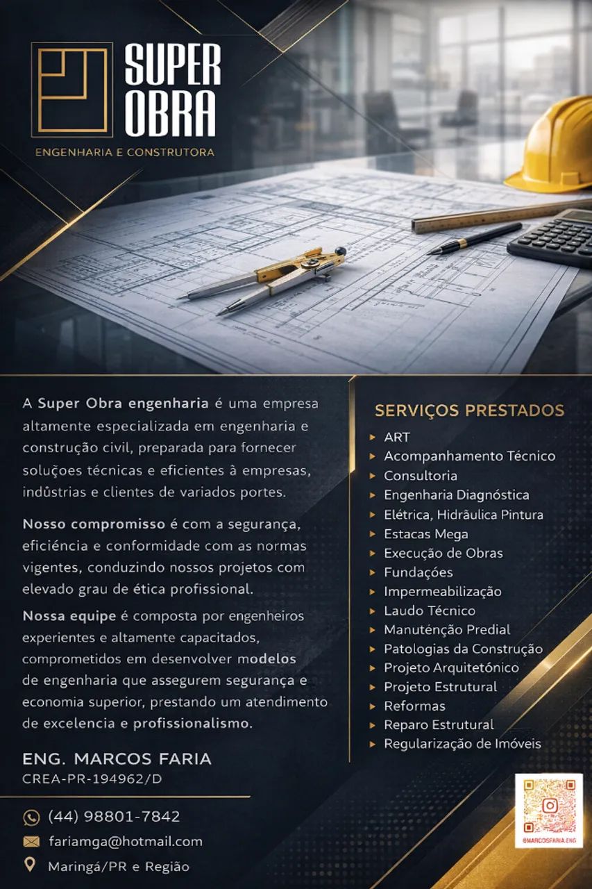 Engenheiro Civil - acompanhamento tecnico, ART´s e execução