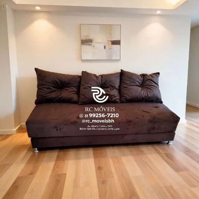 Sofá Cama Bicama 1,70m Suede Marrom D33
