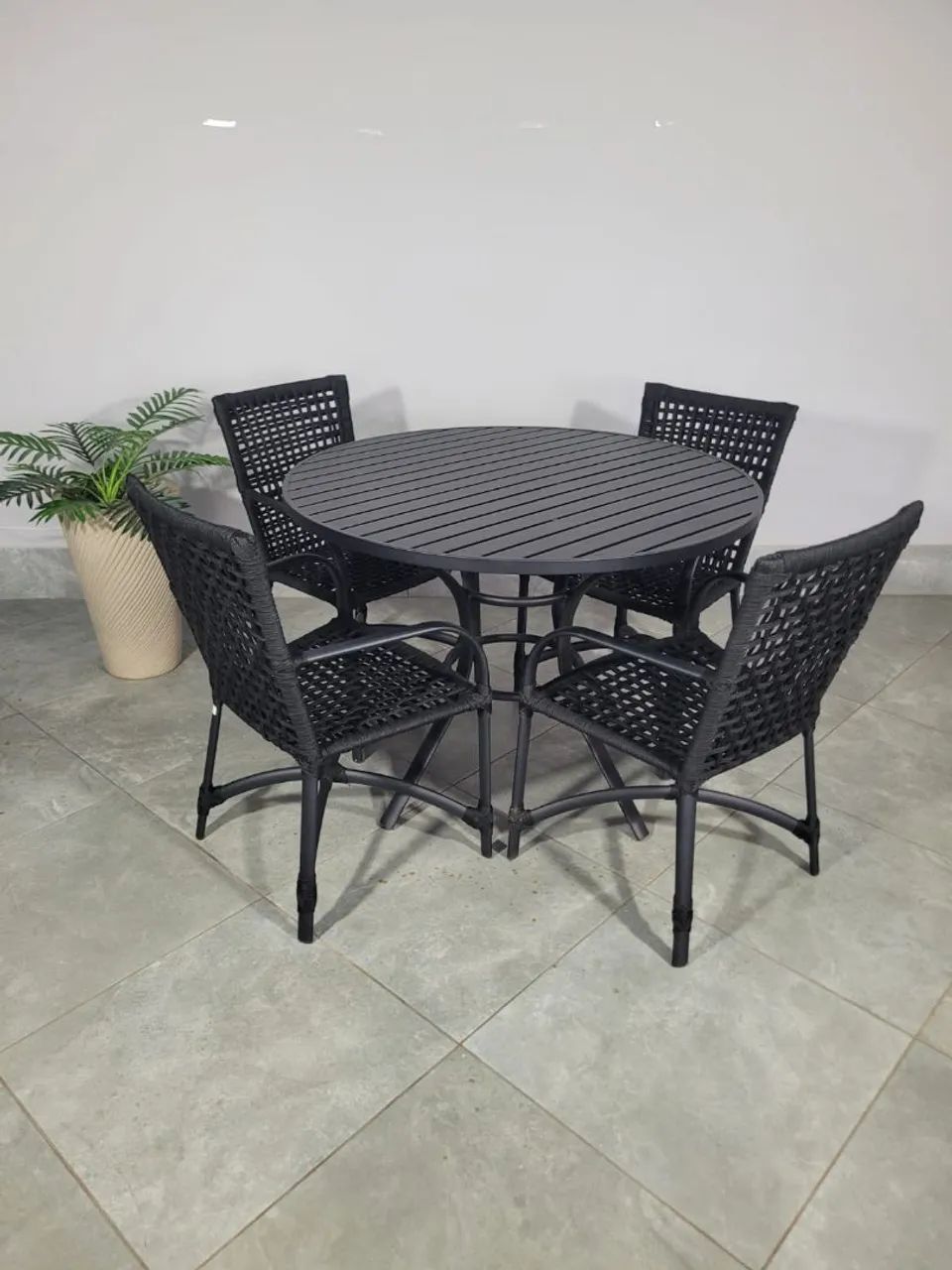 Jogo de mesa com cadeiras corda náutica 