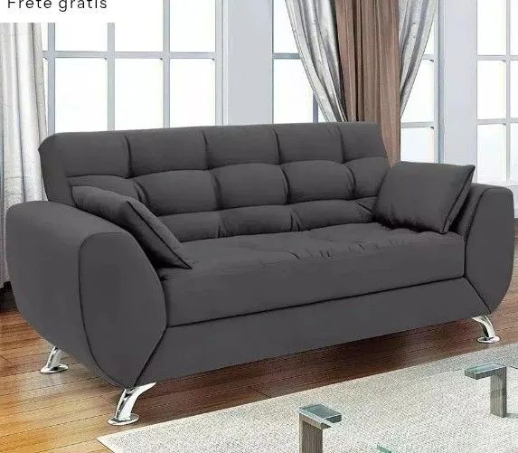 Sofá 2 Lugares Larissa Suede Cinza - Modern VALOR PROMOCIONAL AVISTA