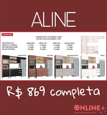 Cozinha Aline completa com balcão