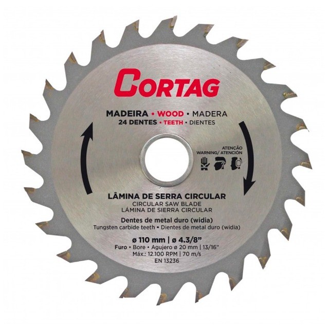 Disco Lâmina de Serra Vídea para Madeira 110mm 24 Dentes Cortag - Foto 2
