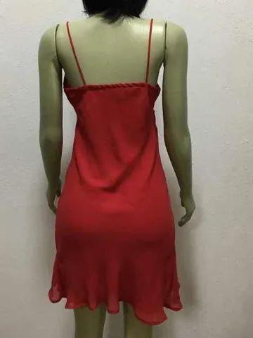 Vestido Casual Tamanho P Curto Vermelho Tomate Bom Estado - Foto 5