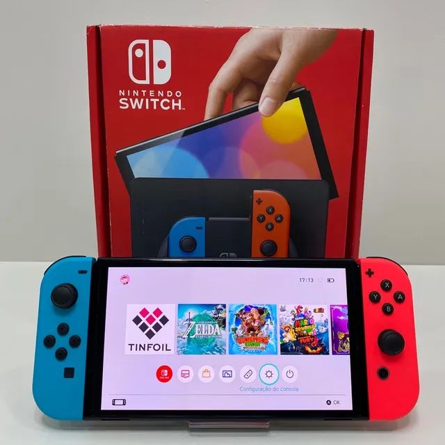 Nintendo Switch V1 DESBLOQUEÁVEL - Azul Neon / Vermelho Neon