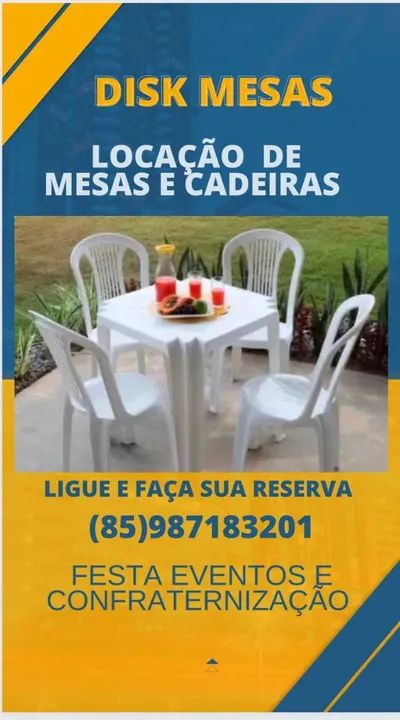 Aluguel de cadeiras, mesas e toalhas 