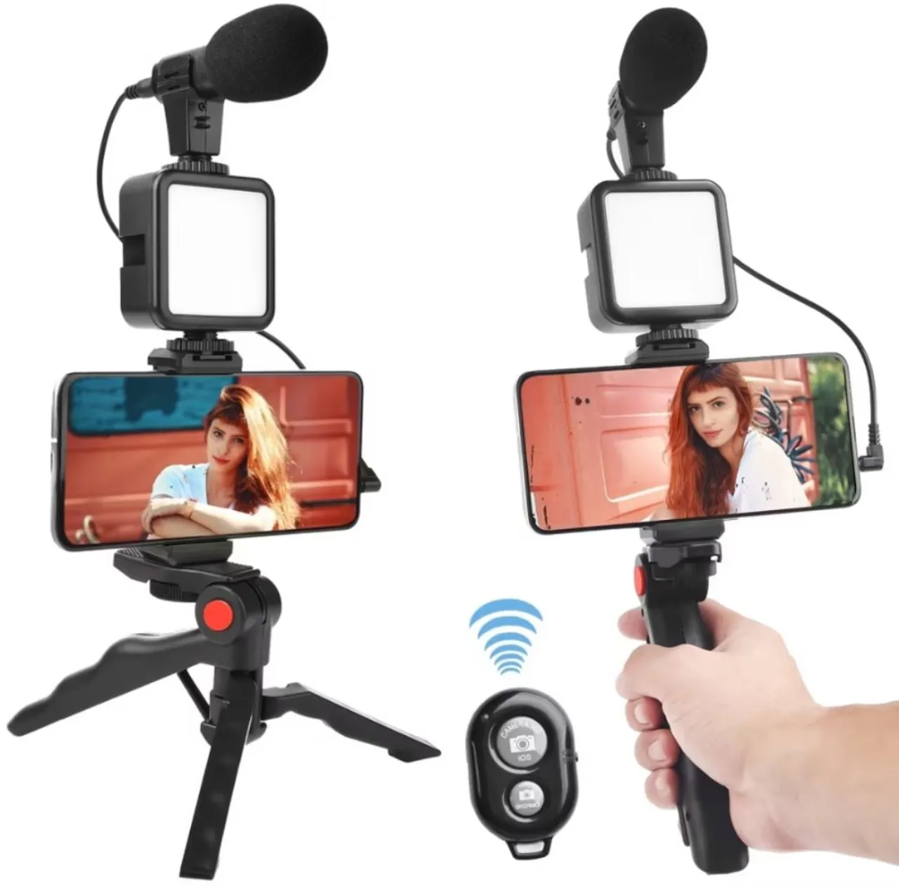 Kit YouTube tripé microfone e luz Entrega Grátis JP