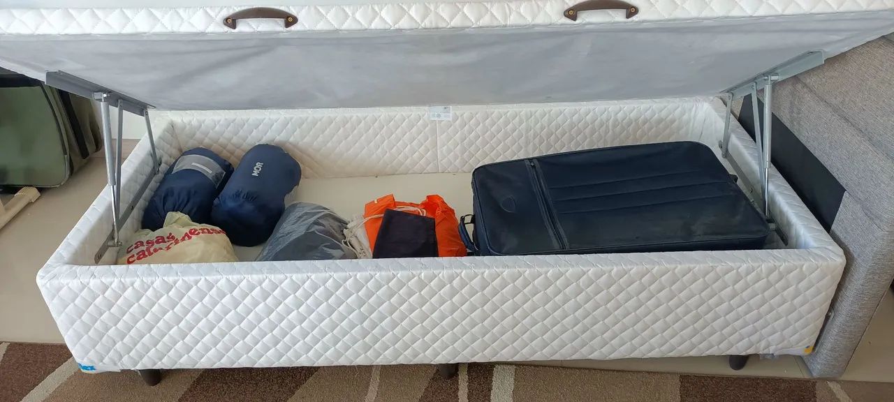 Conjunto de cama box solteiro com baú, colchão ortopédico e cabeceira - Ortobom  - Foto 4