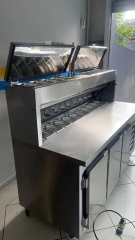 Pizzarola/condimentadora refrigeradora em aço inox sob medida com cubas - Foto 2
