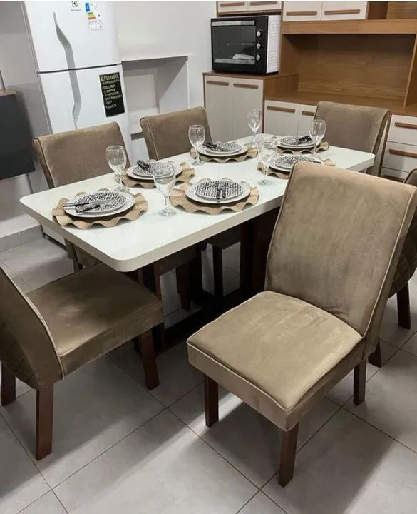 mesa de jantar 6 cadeiras jade