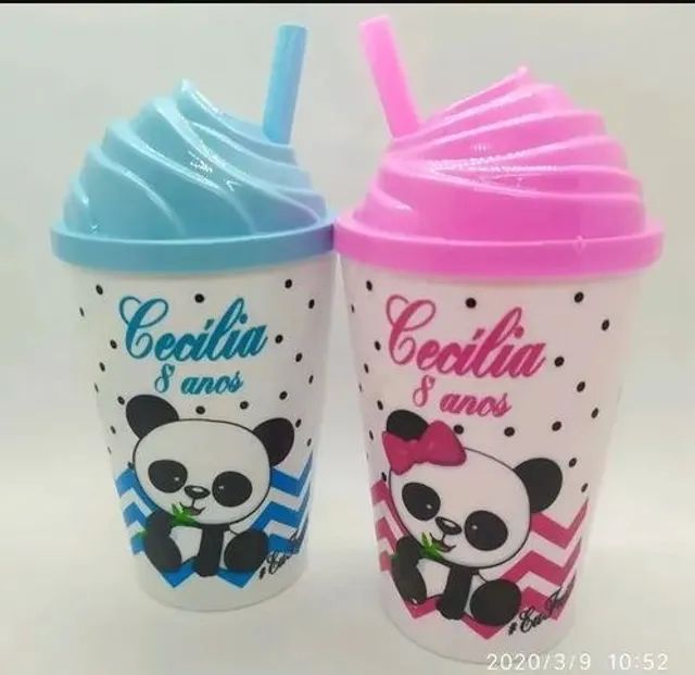 Copos com tampa e canudo festa infantil personalizados