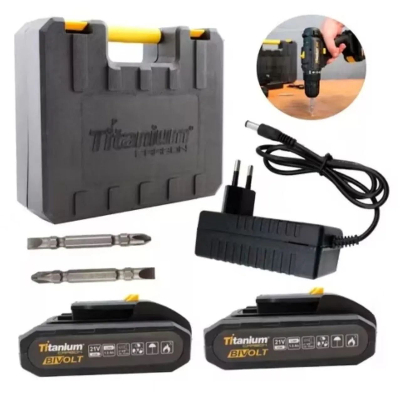Parafusadeira e furadeira com Impacto 21v com 2 baterias novo entregamos 