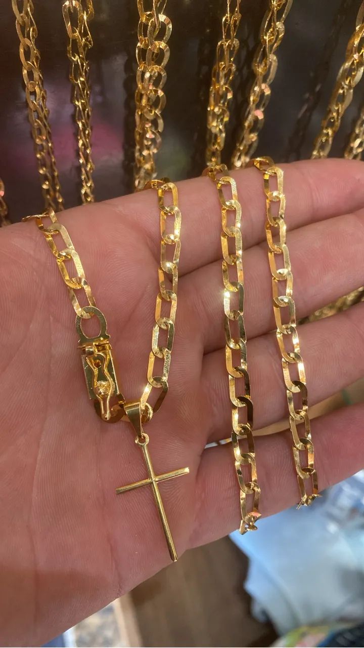 CORRENTE LAMINADA BANHADA A OURO 18k - Foto 2