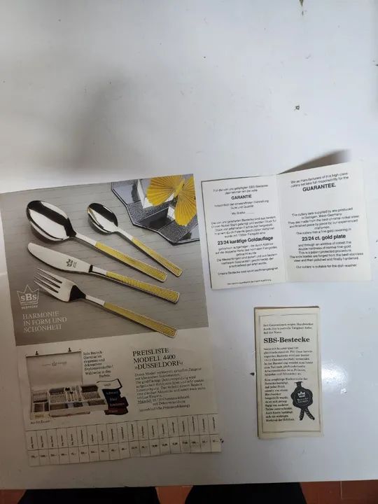 Jogo de Talheres alemão  SBS bestecke 4400 banhado a ouro  - Foto 4