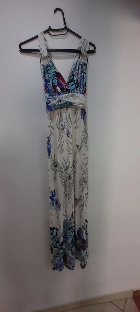 Vestido Longo de tecido floral 