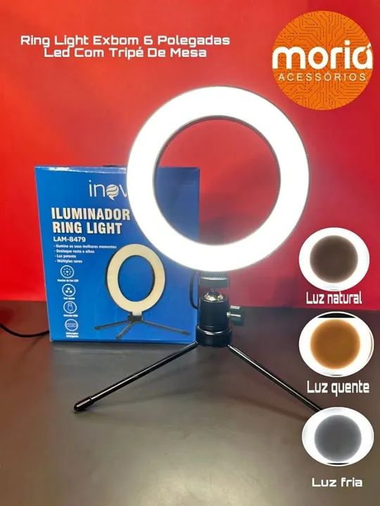 Ring Light Inova 6 Polegadas Led com Tripé de Mesa LAM-8479 - Foto 3