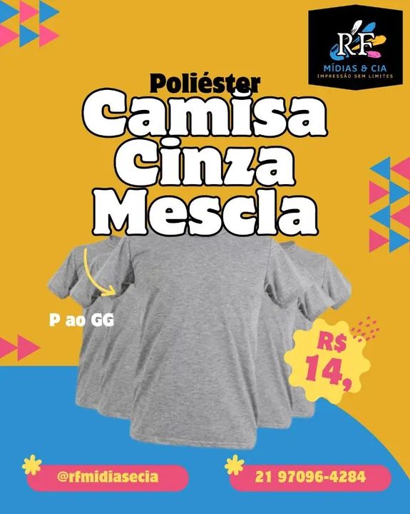 Camiseta Branca - Poliéster - P ao GG - Foto 3