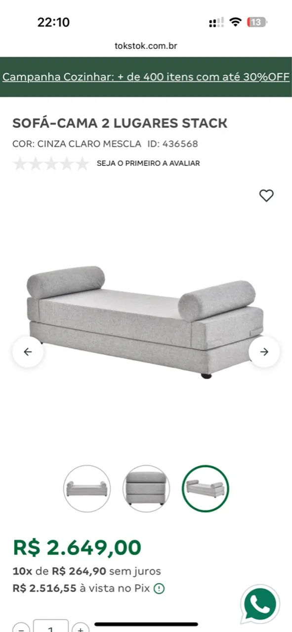 Tok Stok Sofá Cama