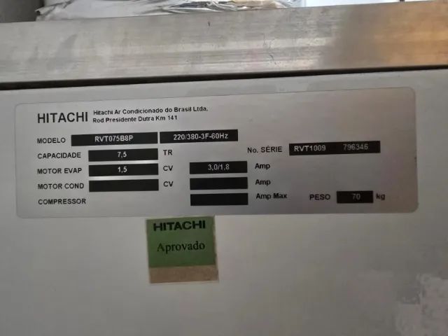 Ar-Condicionado Splitão Hitachi 7.5 TRs com condensadora centrífuga (90000 btu) - Foto 4