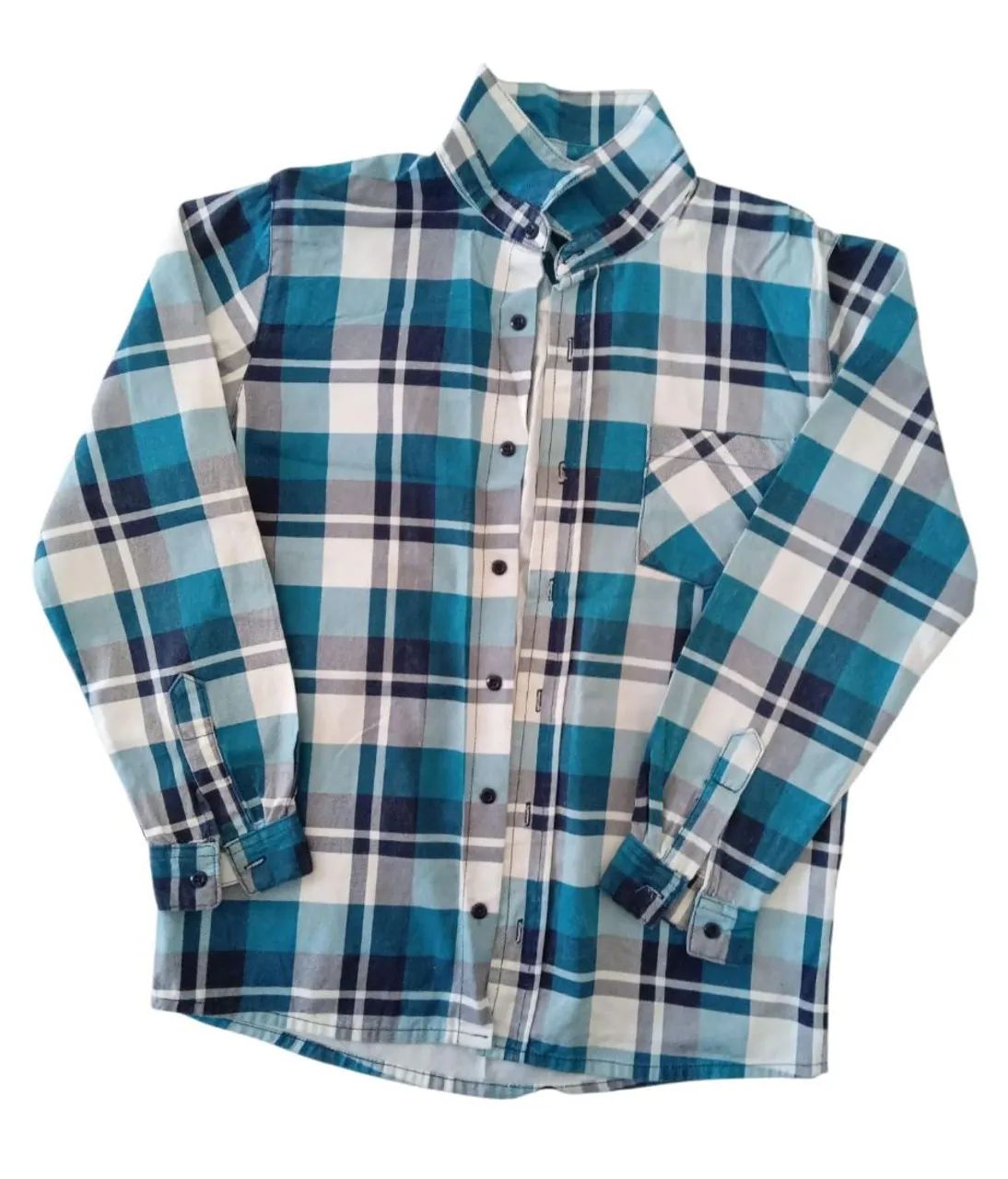Camisa Xadrez Azul e Branca