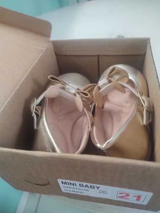 Sapatilhas Douradas Bebê Mini Baby Nº 21 - Foto 6