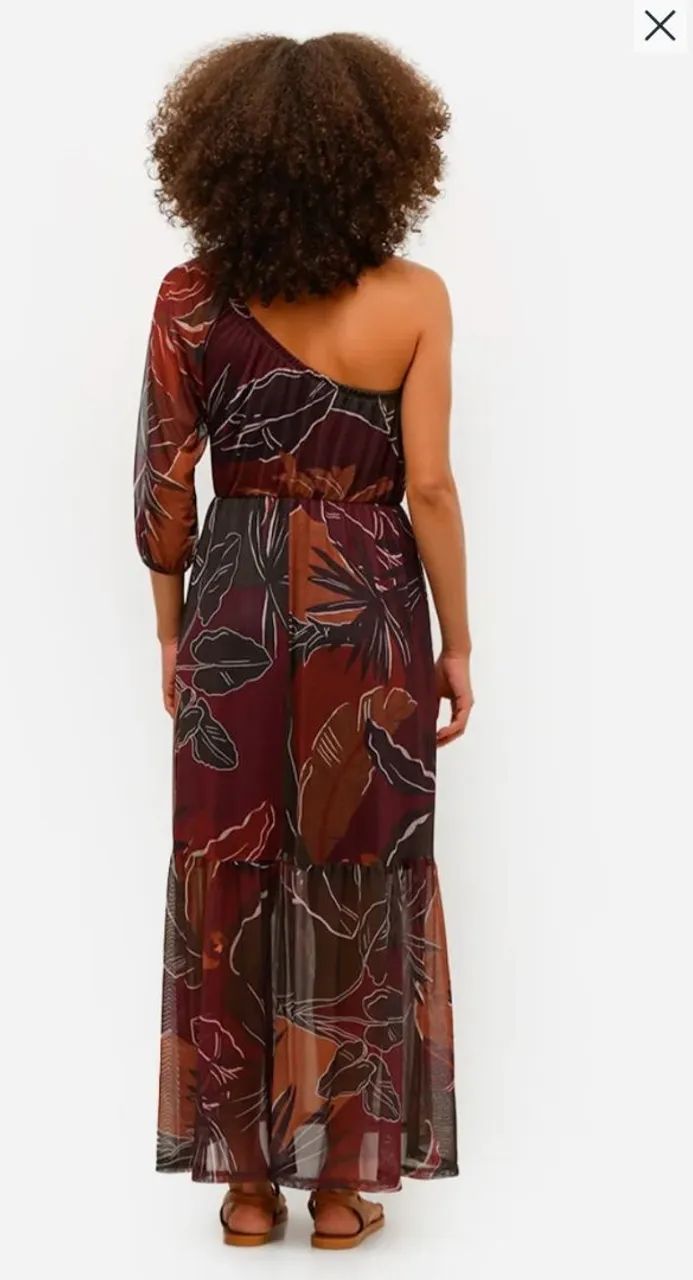 Vestido Longo Tule Folhagens C&A M - Foto 3