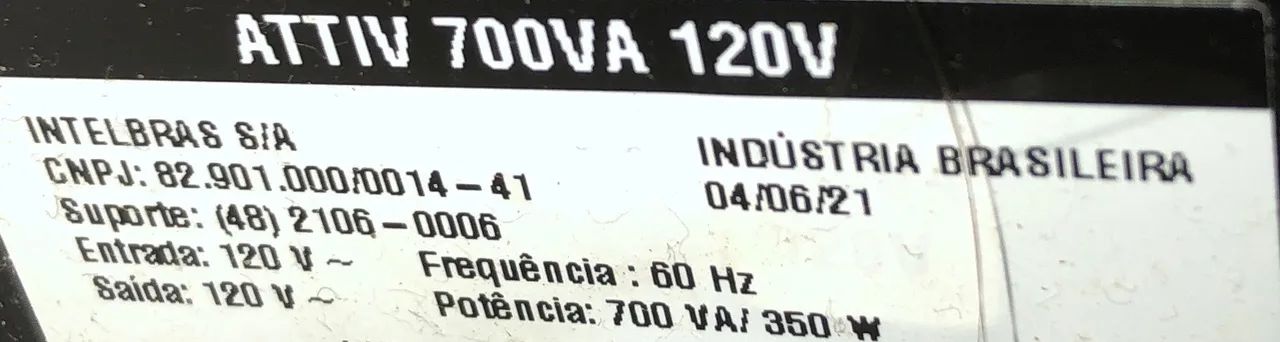Nobreak Interativo ATTIV 700VA 120V Preto Intelbras - Foto 2