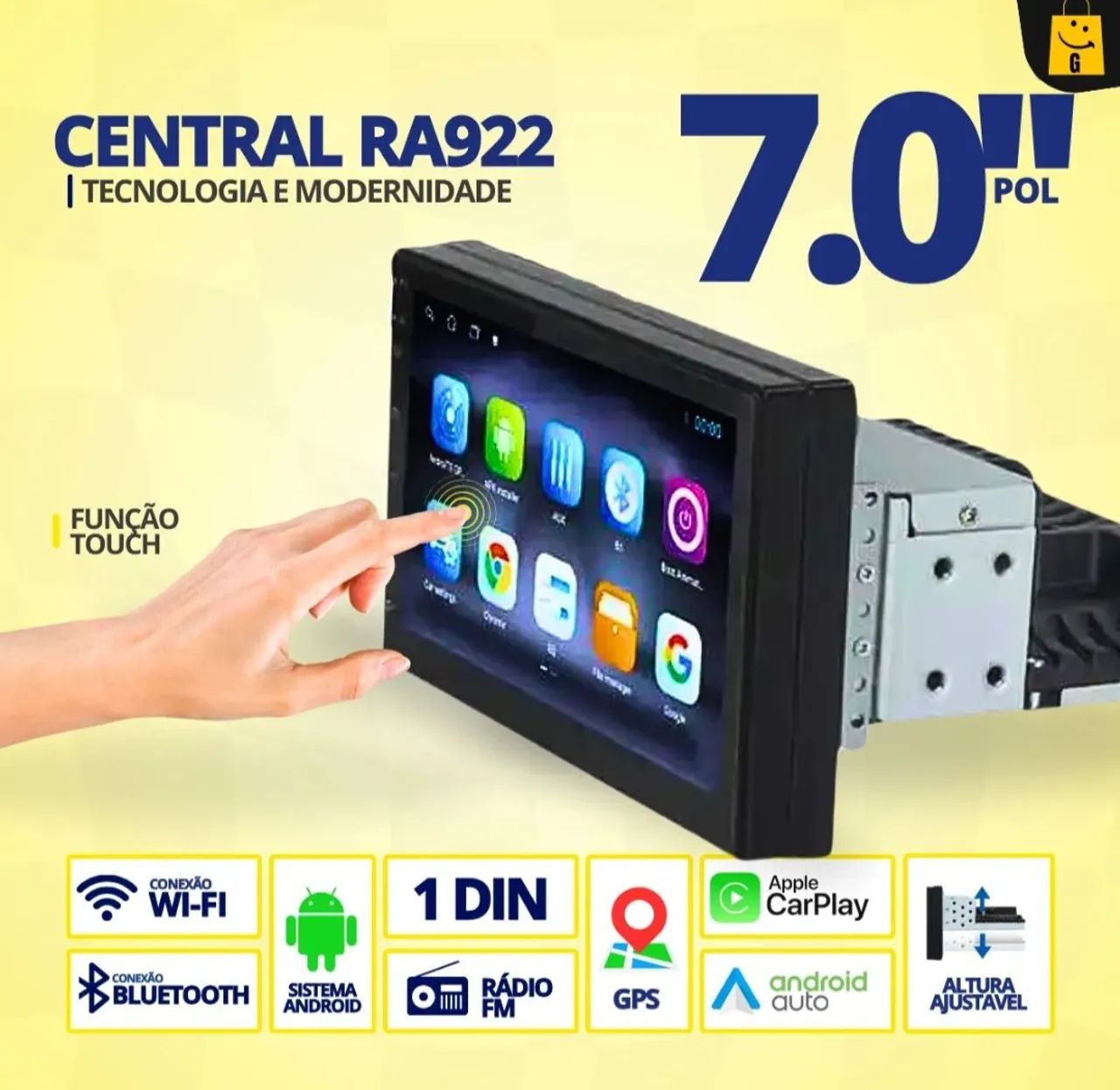 Central Multimídia Android 15 tela de 7" 