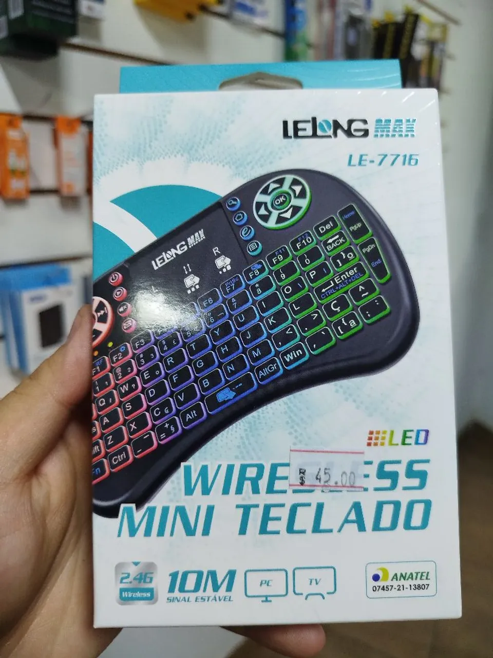 Mini Teclado Wireless LED para TV e PC - Lelong Max
