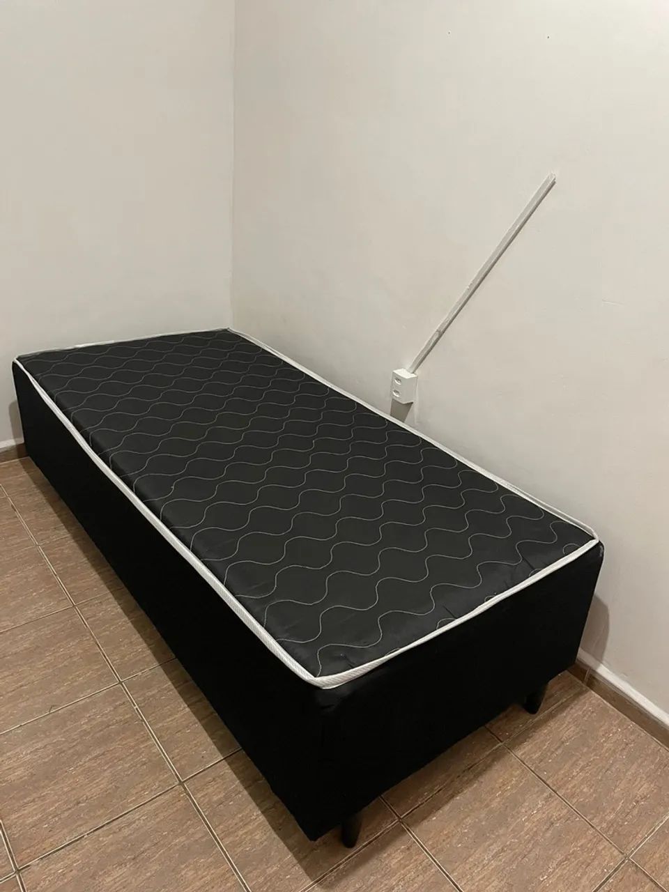 Cama Box solteiro 7cm colchão + travesseiro 